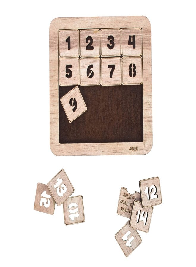 GLNRM Number Slide Wooden Puzzles 1 to 15 Educational Toy for Kids - Brain Teaser IQ Game - Non Interlocked Pieces - (4 * 4-1 to 15) - Off White - Image 4